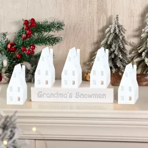 Weihnachten 3D leuchtendes Haus Ornament Desktop Urlaub Party Dekoration Tischlicht Set