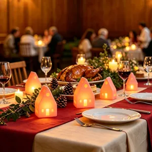 Kerstmis gloeiend huis kaarslicht ornament vakantie feest desktop decoratie warm LED licht