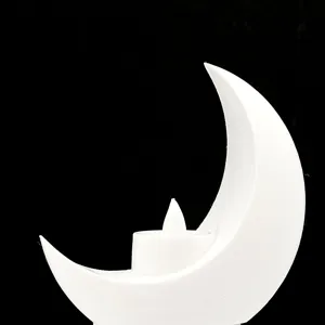 Luz de vela LED de media luna blanca decoración de escritorio adorno para el hogar