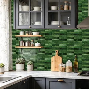 Adesivo per piastrelle in pellicola di cristallo verde decorazione murale cucina impermeabile