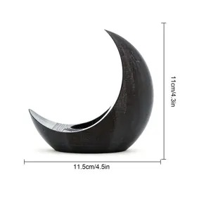 Portavelas de media luna impreso en 3D negro decoración de mesa soporte de luz