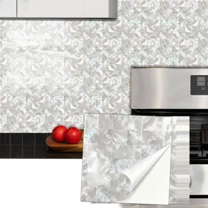 Adhesivo de azulejo con efecto nácar papel pintado impermeable para la cocina.