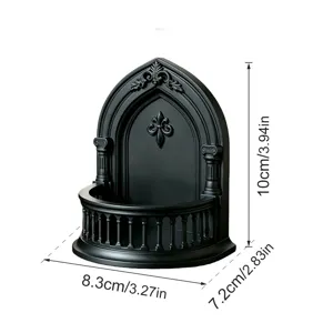 Gotische schwarze 3D Wandregal Miniatur gotische architektonische Deko Ornament für Party Zuhause