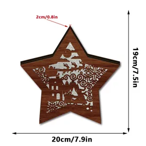 Wooden Christmas star LED light ornament desktop holiday decoration display 20x19cm festive