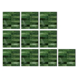 Grüne Mosaik Fliesenaufkleber Kristallfolie wasserdichte Wandaufkleber 10 Stk Set