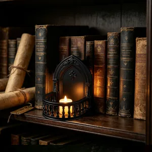 Gothic 3D Buchregal Einsatz Buchnook Miniatur Regal mit LED Kerze Heimdekoration