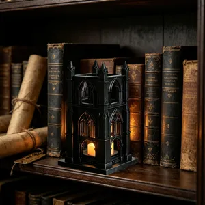 Gothic Style Black Architectural LED Candle Holder Night Light For Home Party Decor