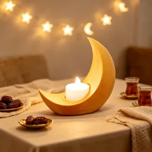 Candelabro de luna de madera luz decorativa para mesa de casa decoración festiva de vacaciones.