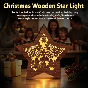 LED wooden Christmas star light for home holiday party decor tabletop decoration festival