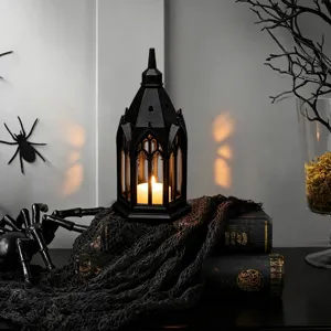 Gothic LED candle lantern night light for Halloween party decor tabletop decorative ornament