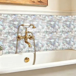 Adhesivo para azulejos de nácar película de cristal impermeable para decoración de baño.