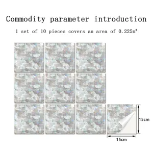 Adhesivo para azulejos de cristal diseño de concha impermeable 15x15cm 10 pcs.
