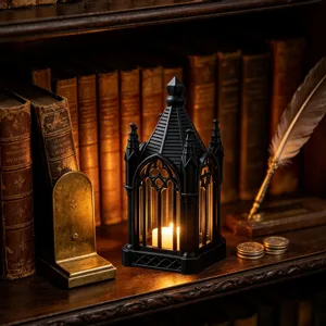 Gothic LED candle lantern night light detail view, perfect for festival party desktop decor.
