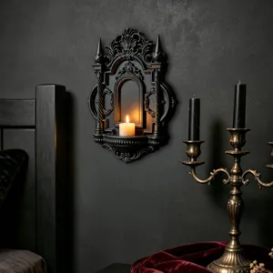 Gotisches 3D schwarzes Wandregal Kerzenhalter Schloss Stil fuer Halloween Party Wanddeko
