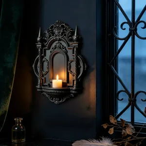 Gothischer schwarzer Wandregal 3D Kerzenhalter gothic Heimdekoration Party Wanddeko