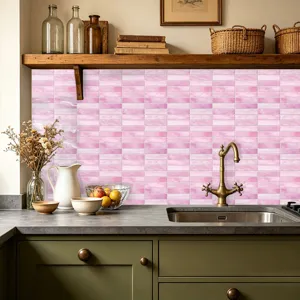 Rosa Marmor Fliesenaufkleber wasserdicht Kueche Wand Rueckwand Dekoration Folie
