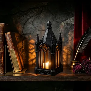 Gothic style LED candle lantern night light table ornament for Halloween party decor