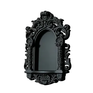 Gothic 3D schwarzes Wandregal dekorativer Rahmen Vintage Schnitzerei Heimdekoration