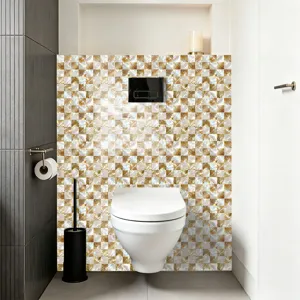 Adhesivo de azulejos de mosaico impermeable para baño, película de cristal autoadhesiva para pared.