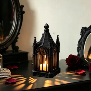 Gothic LED candle lantern retro cathedral night light desktop party home decor item