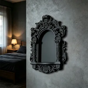 Gotisches schwarzes Wandregal 3D Relief dekorative Nische für Heimdekoration Wanddisplay.