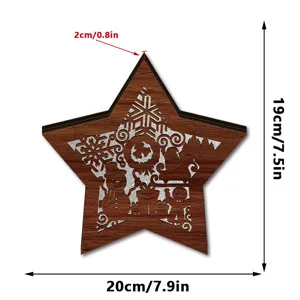 Detailed view of the wooden star Christmas ornament showing precise dimensions and cutouts.