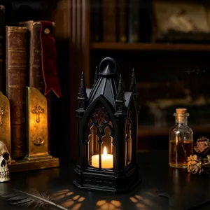 Gothic style LED candle lantern night light for festival party home decor and desktop ornament.