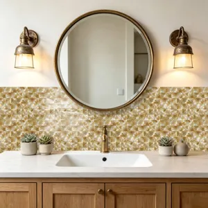 Adhesivos de azulejos de mosaico de cristal impermeables para la pared del baño.