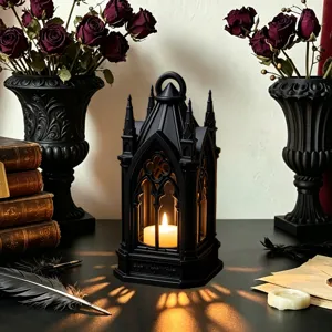 Gothic LED candle lantern night light for Halloween party home decor table centerpiece.