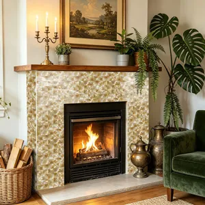 Adhesivo de azulejos con película de cristal impermeable para decoración de paredes.
