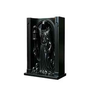 Gothik 3D Sensenmann Wandregal schwarzes Harz Totenkopf Ornament Gothic Heimdekor Detail