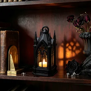 Gothic LED candle lantern night light home party festival decor black spooky tabletop ornament