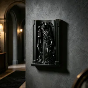Gothischer schwarzer 3D Wandregal Totenkopf Sensenmann Ornament für Heimdekoration Detail