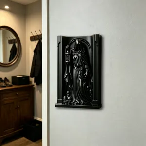 Schwarzes 3D gotisches Totengräber-Wandregal, einzigartige Halloween-Heimdekoration Display.