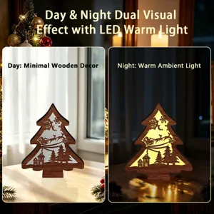 LED Wooden Christmas Tree Light Warm LED Ambient Lighting Holiday Table Decoration