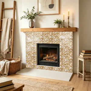 Adhesivo de azulejo con escamas de pescado impermeable mosaico mural para decorar chimenea