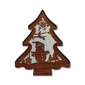 Wooden Christmas tree LED light decoration tabletop desktop ornament holiday festive decor