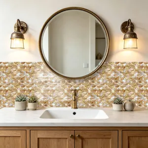 Adhesivo para azulejos con escamas impermeable vinilo nácar para decoración cocina baño.