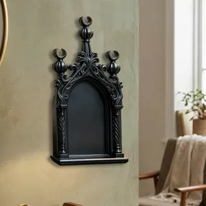 Gotisches schwarzes Wandregal 3D Bogen Deko für Zuhause Party Zimmer Ästhetik Stil