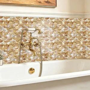 Adhesivos de azulejos nácar impermeables, película de cristal decoración pared baño moderno.