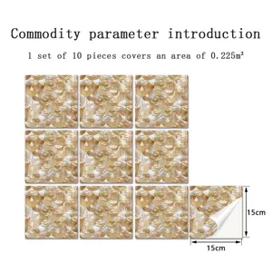 Adhesivos para azulejos de película cristal 15x15cm 10pz diseño concha impermeable