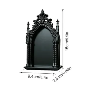 Gotischer Stil schwarzer 3D dekorativer Spiegelrahmen und Tischornament für Heimdekoration.