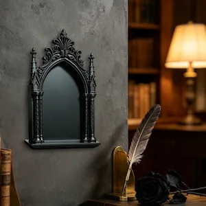 Gotisches schwarzes Wandregal 3D dekorativer Displaystaender fuer Halloween Heimdeko.
