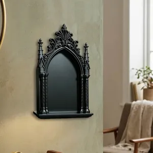 Gothic schwarzes Wandregal 3D architektonischer dekorativer Ausstellungsständer Heim