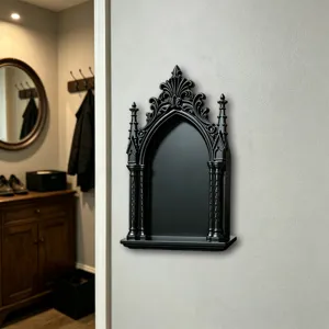 Gotisches schwarzes Wandregal 3D Vintage Bogen Wanddekor für Home Party Display!
