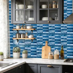 Blaue Mosaik Fliesenaufkleber wasserdicht zum Aufkleben Kuche Ruckwand Folie Tapete