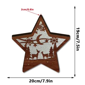 LED wooden Christmas star decoration light up desktop ornament for holiday party home decor