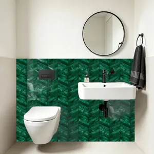 Adesivo per Piastrelle a Spina di Pesce Verde Impermeabile Carta da Parati per Bagno