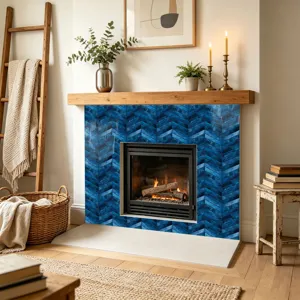 Adesivi per piastrelle a spina di pesce blu impermeabili per decorazione murale di casa