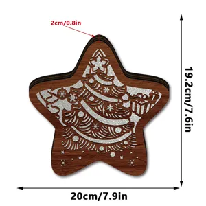 Wooden star Christmas tree tabletop decoration with layered glitter design 20x19.2cm